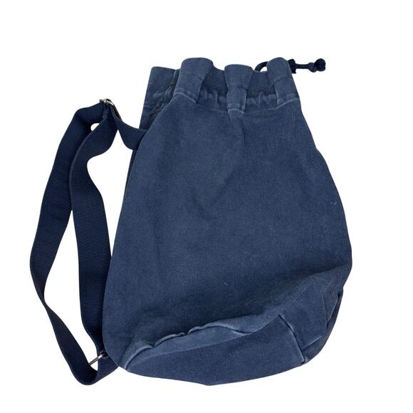 Vintage‎ Nautica Jeans Canvas Bag Blue Denim Big Logo Shoulder Strap Tote Cinch - Picture 2 of 6
